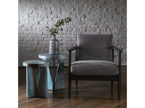 Uttermost Nadette Round Wood Blue Green End Table | Ut25497 with regard to Maximizing Your Space with the Uttermost Nadette Blue Nesting Tables S/2
